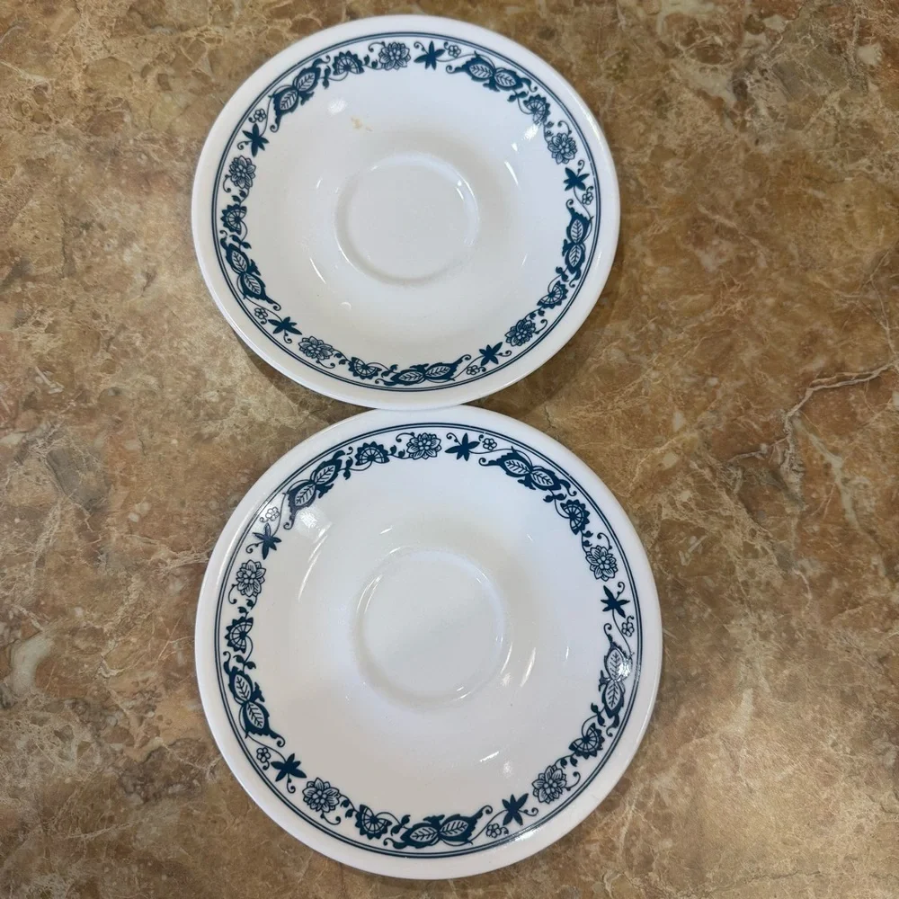 Corelle Saucers Old Town Blue 6-3/4” White Blue Floral Blue Onion Set Of 2